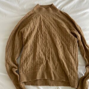 J crew camel cable knot sweater
